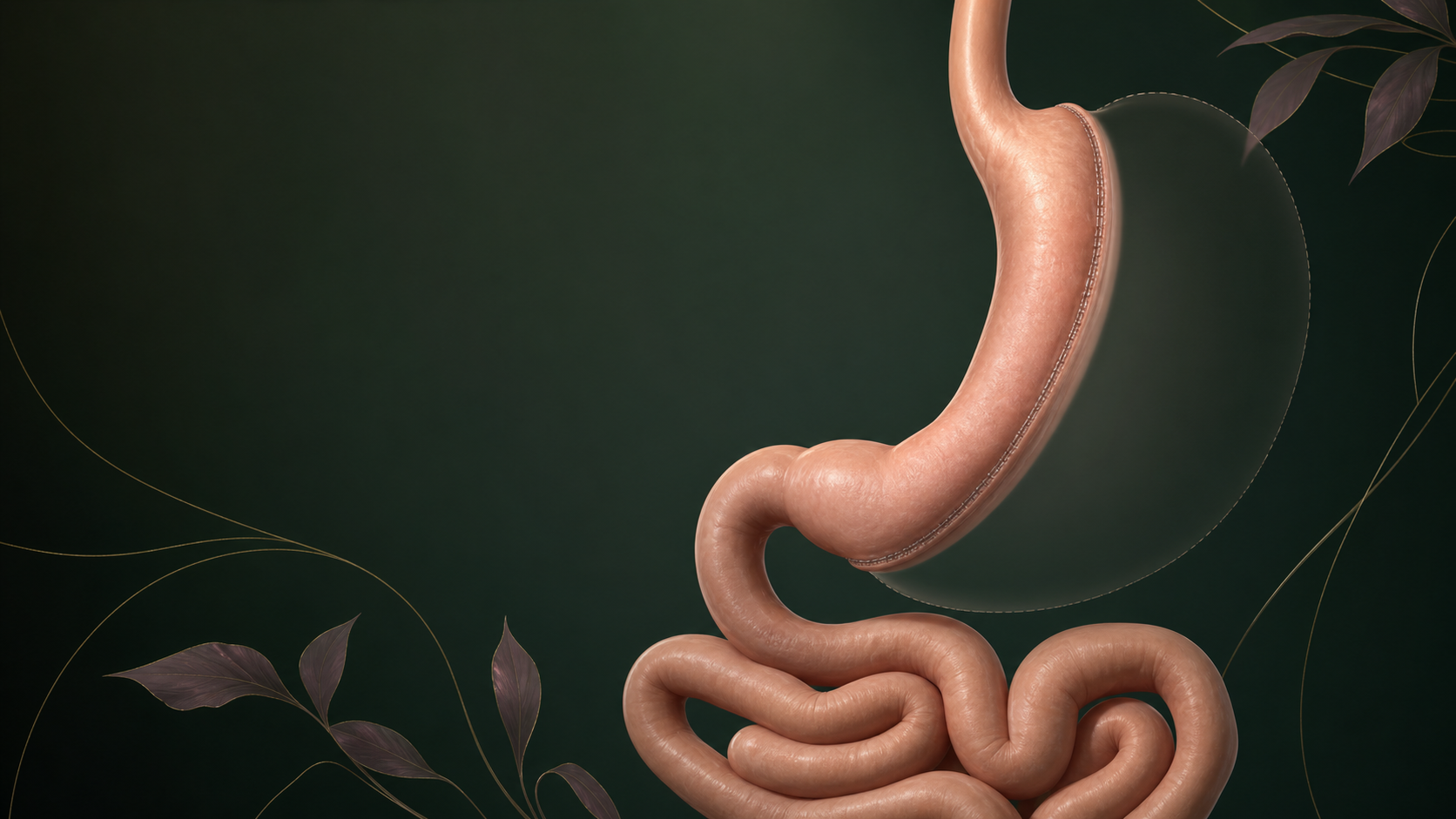 Ilustração médica de gastrectomia vertical sleeve